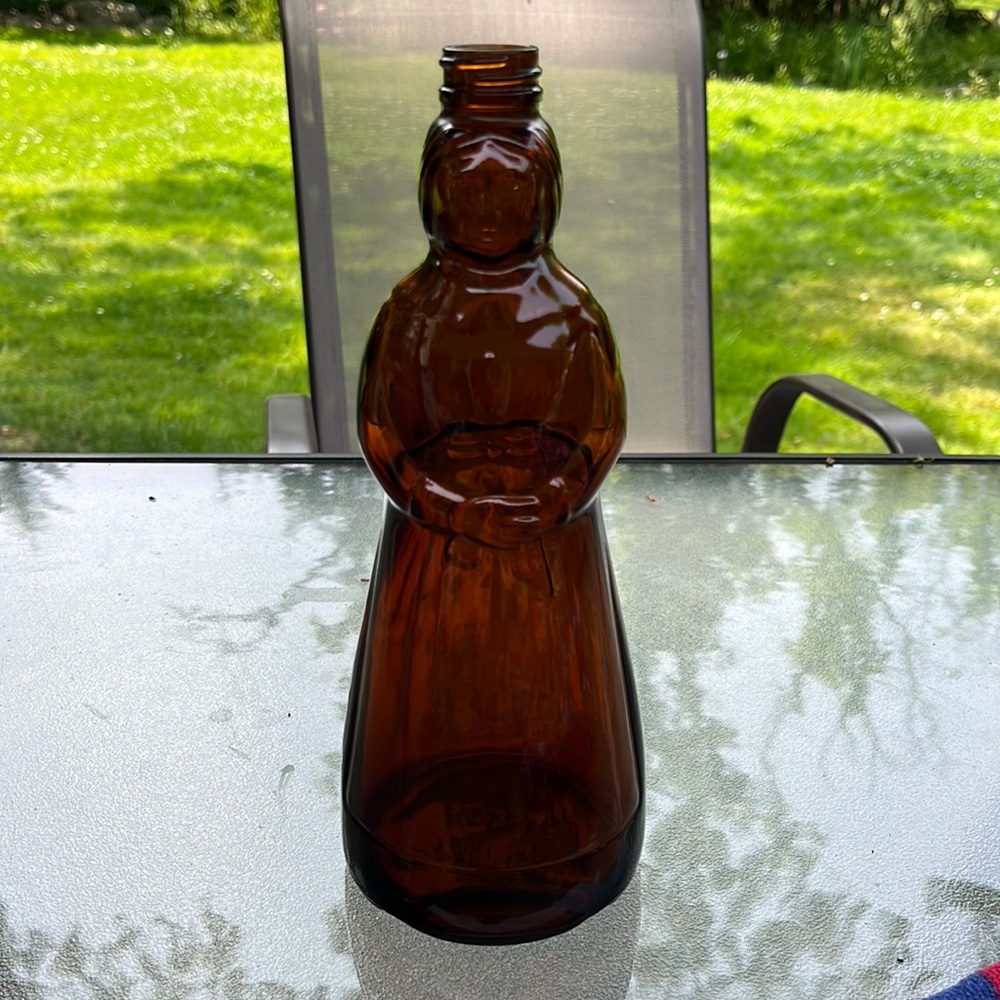 Vintage Mrs. Butterworth Amber Brown Glass Syrup Bottle
